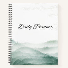 Green Watercolor Daily Planner Cover Spiral