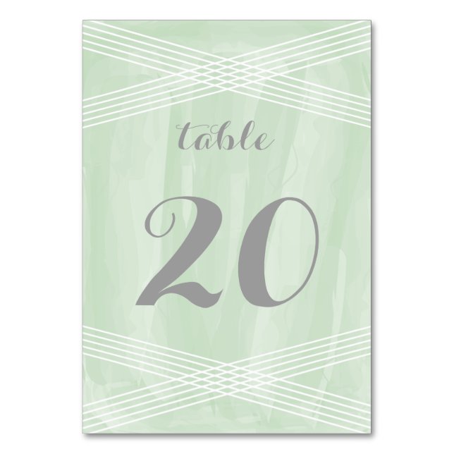 Green Watercolor Deco Table Number (Front)