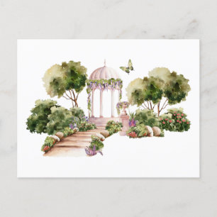 Green Watercolor Delightful Garden wedding  Postcard