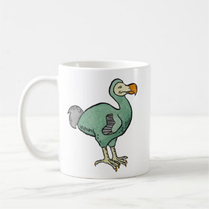 Green Watercolor Dodo Bird Painting with Black Ink Coffee Mug