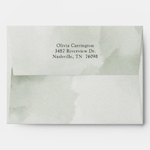 Green Watercolor Elegant Return Address Modern Envelope