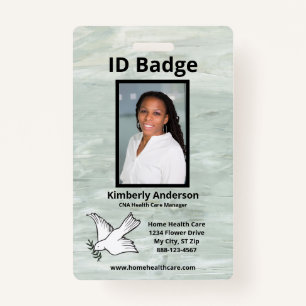 Green Watercolor Employee Photo Name Logo ID ID Badge