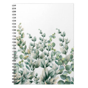 Green Watercolor Eucalyptus Leaf Notebook