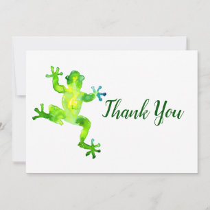Green Watercolor Frog Thank You Card