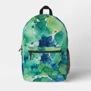 Green Watercolor Fusion  Printed Backpack