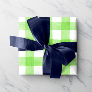 Green Watercolor Gingham Wrapping Paper