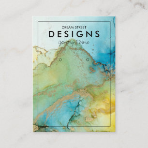 Green Watercolor Gold Trendy Earring Display Card