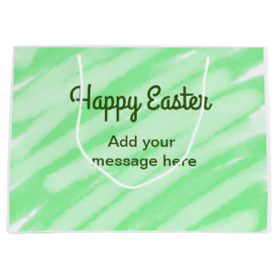 Green watercolor happy Easter add message pastel t Large Gift Bag