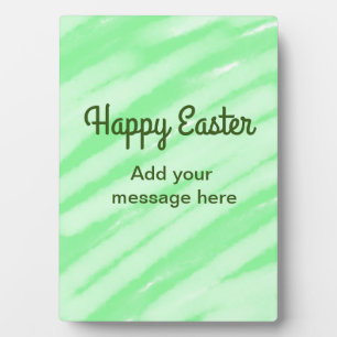 Green watercolor happy Easter add message pastel t Plaque
