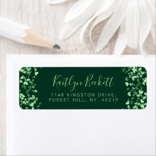 Green Watercolor Hearts Irish St. Patrick's Day Return Address Label
