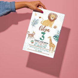 Green Watercolor Kids Illustration Savana Theme Invitation