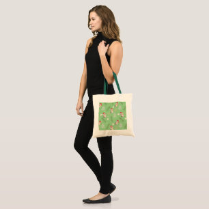 Green watercolor kitten cat Santa Merry Christmas Tote Bag