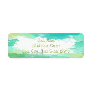 Green Watercolor Label Return Address Label