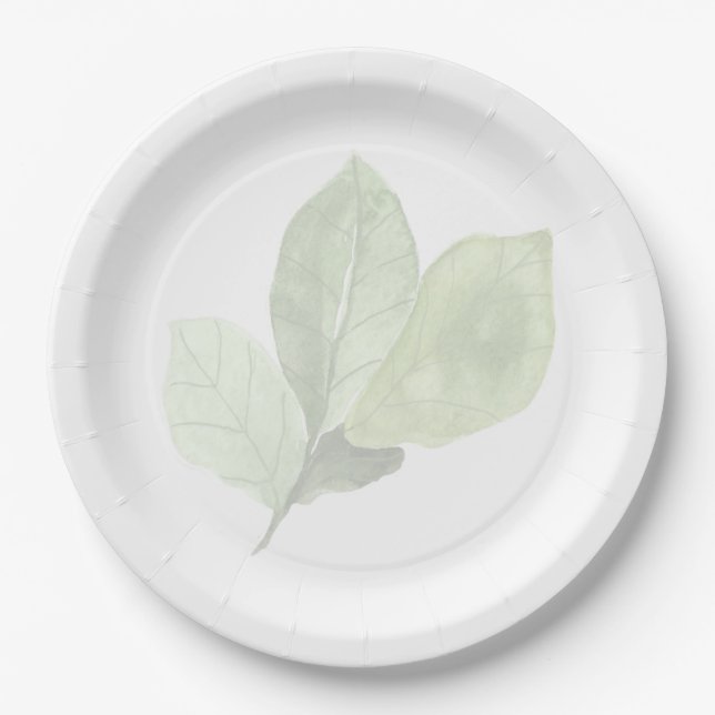 Green Watercolor Leaf Plates (Front)