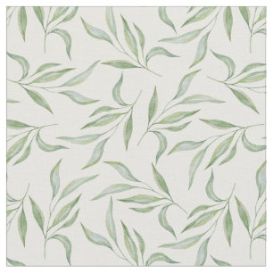 Green Watercolor Leaves Botanical Pattern Fabric