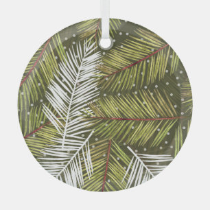 Green Watercolor Leaves: Seamless Illustration Glass Tree Decoration