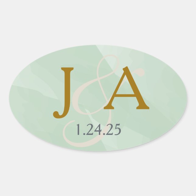 Green Watercolor Monogram Label (Front)