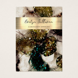 Green watercolor necklace display card