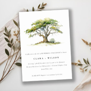 Green Watercolor Oak Tree Wedding Anniversary Invitation