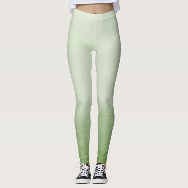 Green Watercolor Ombre Leggings (Front)