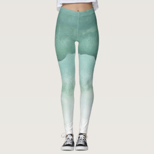 Green Watercolor Ombre Leggings