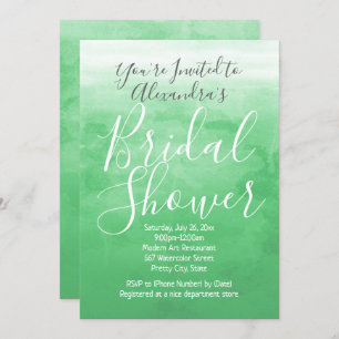 Green Watercolor Ombre Modern Bridal Shower Invitation