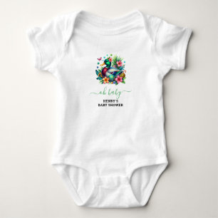 green Watercolor One Lucky Duck Boy 1st Birthday Baby Bodysuit