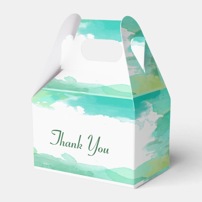 Green Watercolor Party Favour Box (Front Side)