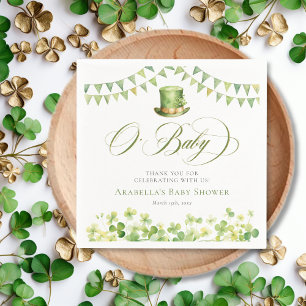 Green Watercolor Shamrock Baby Shower Napkin