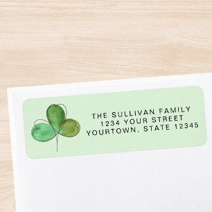 Green Watercolor Shamrock Return Address Label