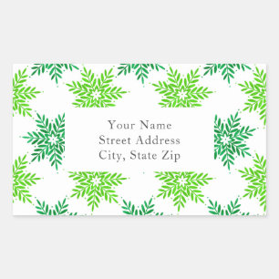 Green Watercolor Snowflake Pattern Labels