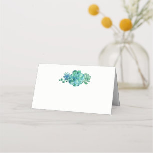 Green Watercolor Succulents Wedding Place Card