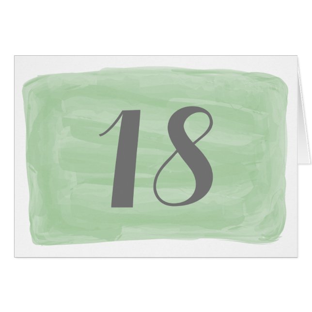 Green Watercolor Table Number Card (Front Horizontal)