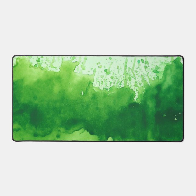 green watercolor texture desk mat  (Front)