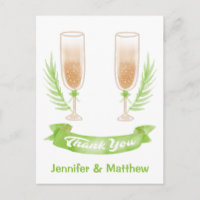 Green Watercolor Thank You Wine Glasses Wedding