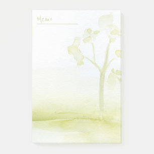Green watercolor trees post-it notes