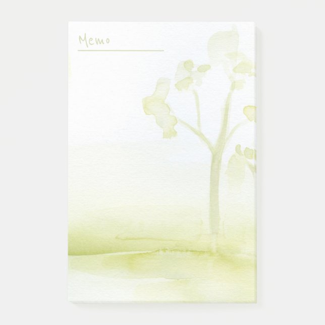 Green watercolor trees post-it notes (Front)