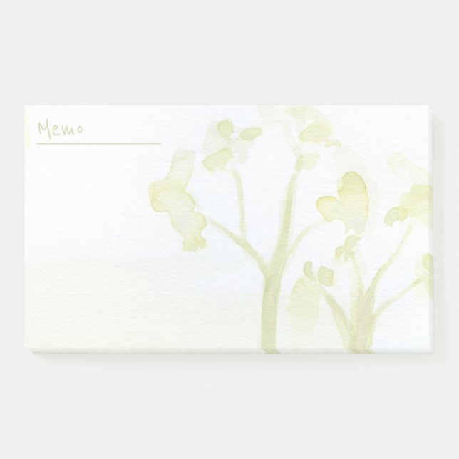 Green watercolor trees post-it notes (Front)