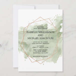 Green Watercolor Wash Wedding Invitations