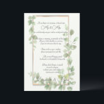 Green Watercolor Wedding Advice & Wishes   Card<br><div class="desc">Pretty wedding cards for your guests to add their advice and well wishes. Pretty watercolor Eucalyptus leaves on a golden frame.  What a cute way to remember your special day.</div>