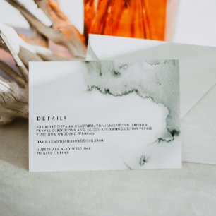 Green Watercolor Wedding Details Card