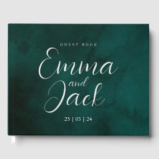 Green Watercolor Wedding Guest Book