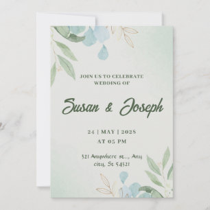 Green Watercolor Wedding Invitation