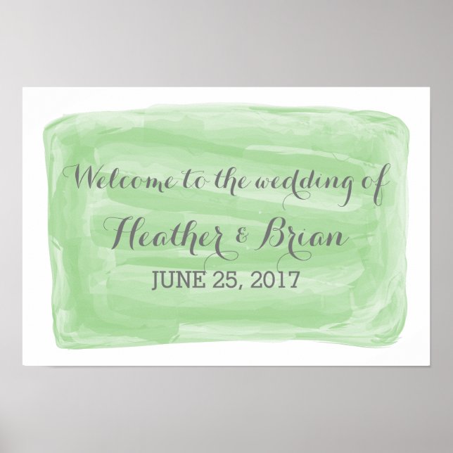 Green Watercolor Wedding Poster (Front)