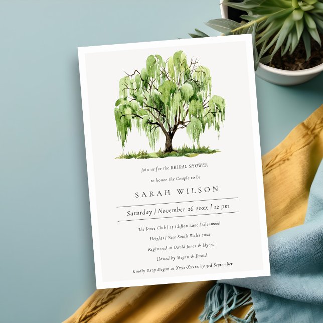 Green Watercolor Willow Tree Bridal Shower Invite (Creator Uploaded)