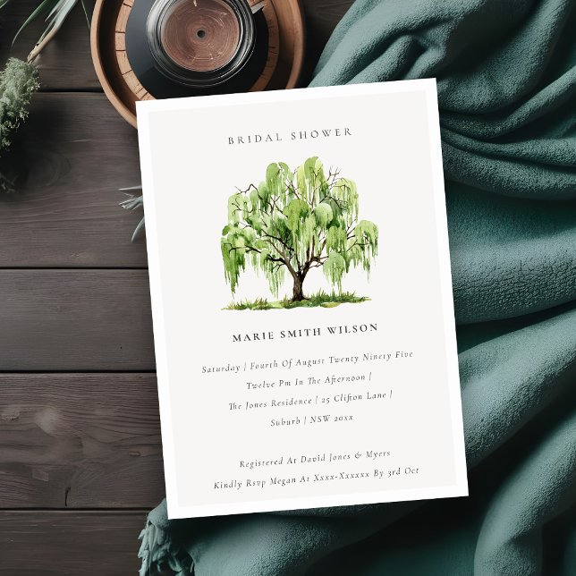 Green Watercolor Willow Tree Bridal Shower Invite (Creator Uploaded)