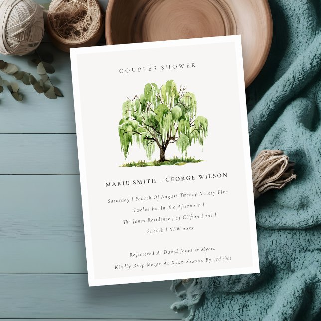 Green Watercolor Willow Tree Couples Shower Invite (Creator Uploaded)