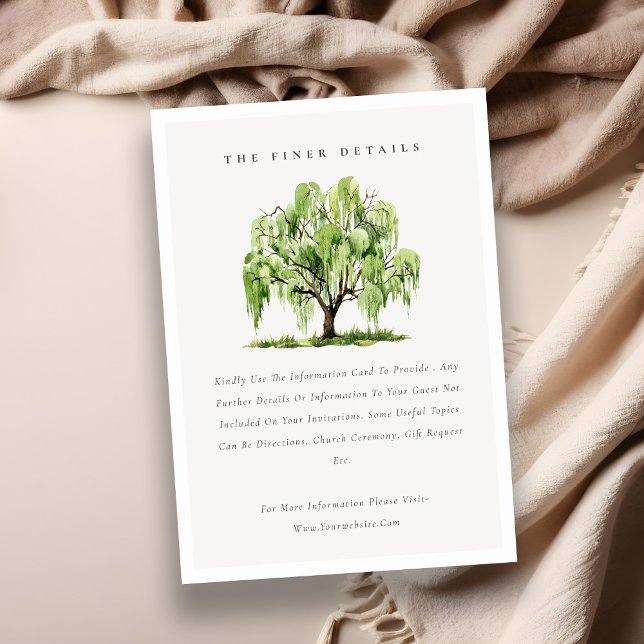 Green Watercolor Willow Tree Farm Wedding Detail Enclosure Card (Creator Uploaded)