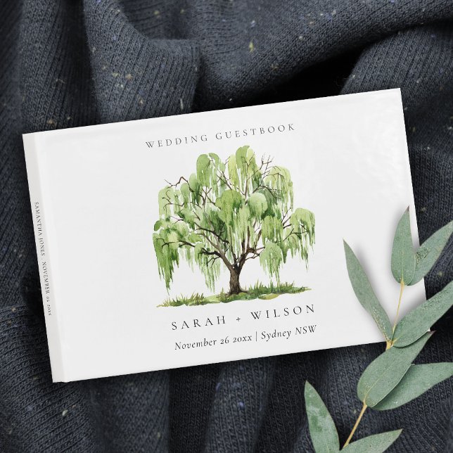 Green Watercolor Willow Tree Farm Wedding Guest Book (Creator Uploaded)