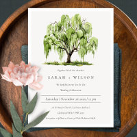 Green Watercolor Willow Tree Farm Wedding Invite